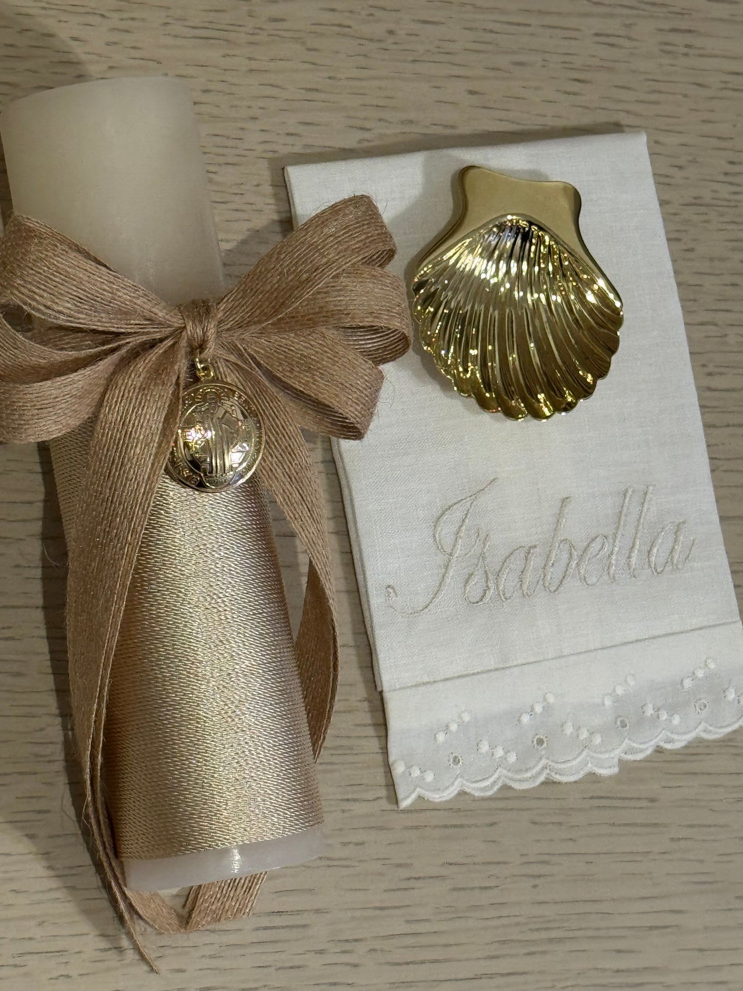 Set de Bautizo con Medalla de San Benito - Personalizado