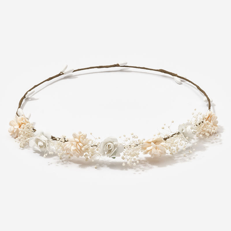 Corona flores Matilda - Hueso