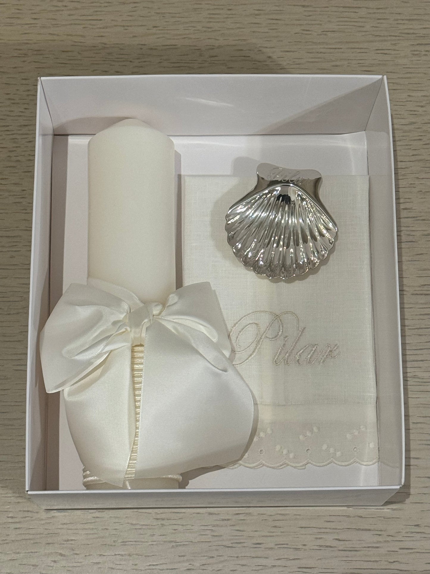 Kit de Bautizo Moño Color Marfil - Personalizado