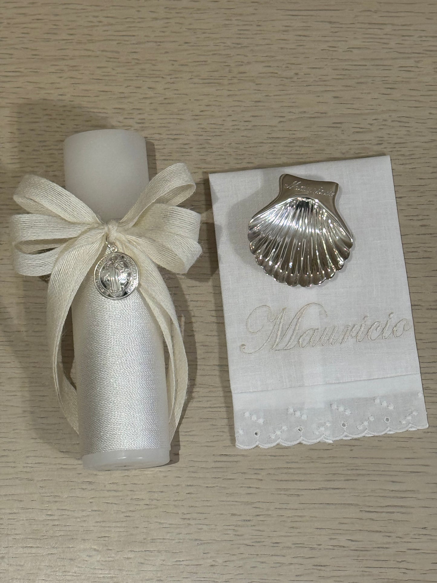 Set de Bautizo con Medalla de San Benito - Personalizado