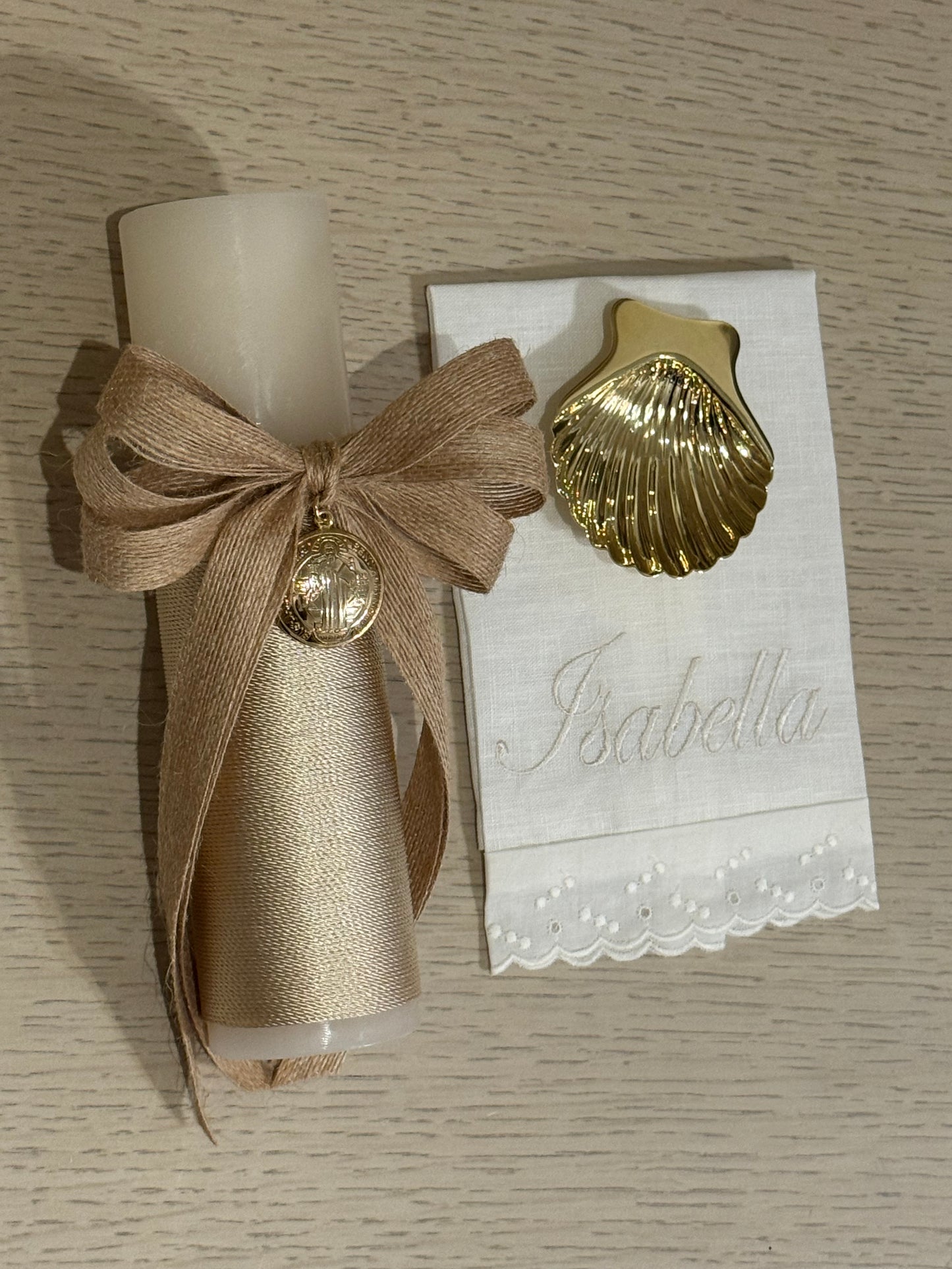 Set de Bautizo con Medalla de San Benito - Personalizado