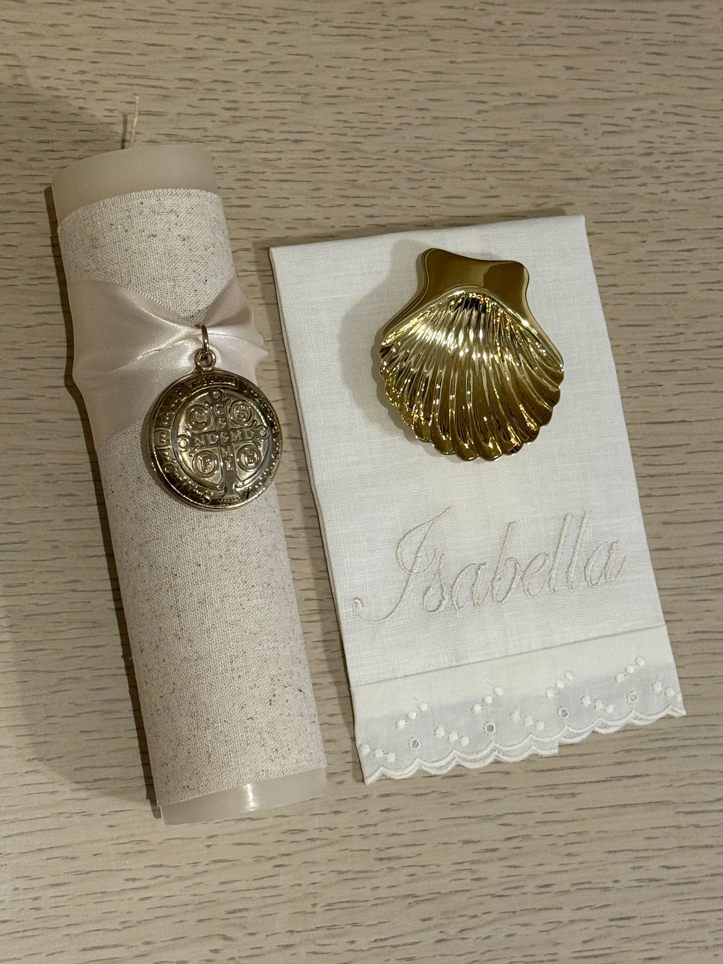 Set de Bautizo con Medalla de San Benito - Personalizado