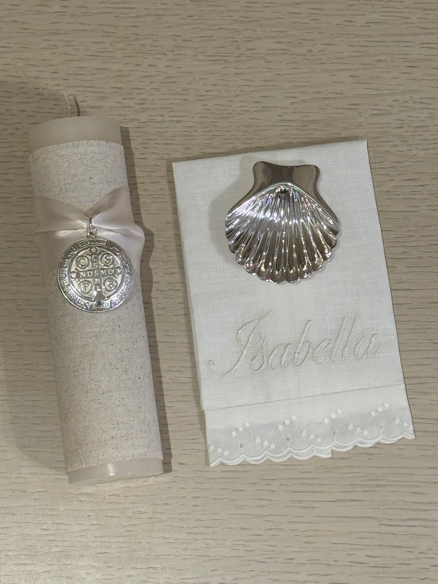 Set de Bautizo con Medalla de San Benito - Personalizado