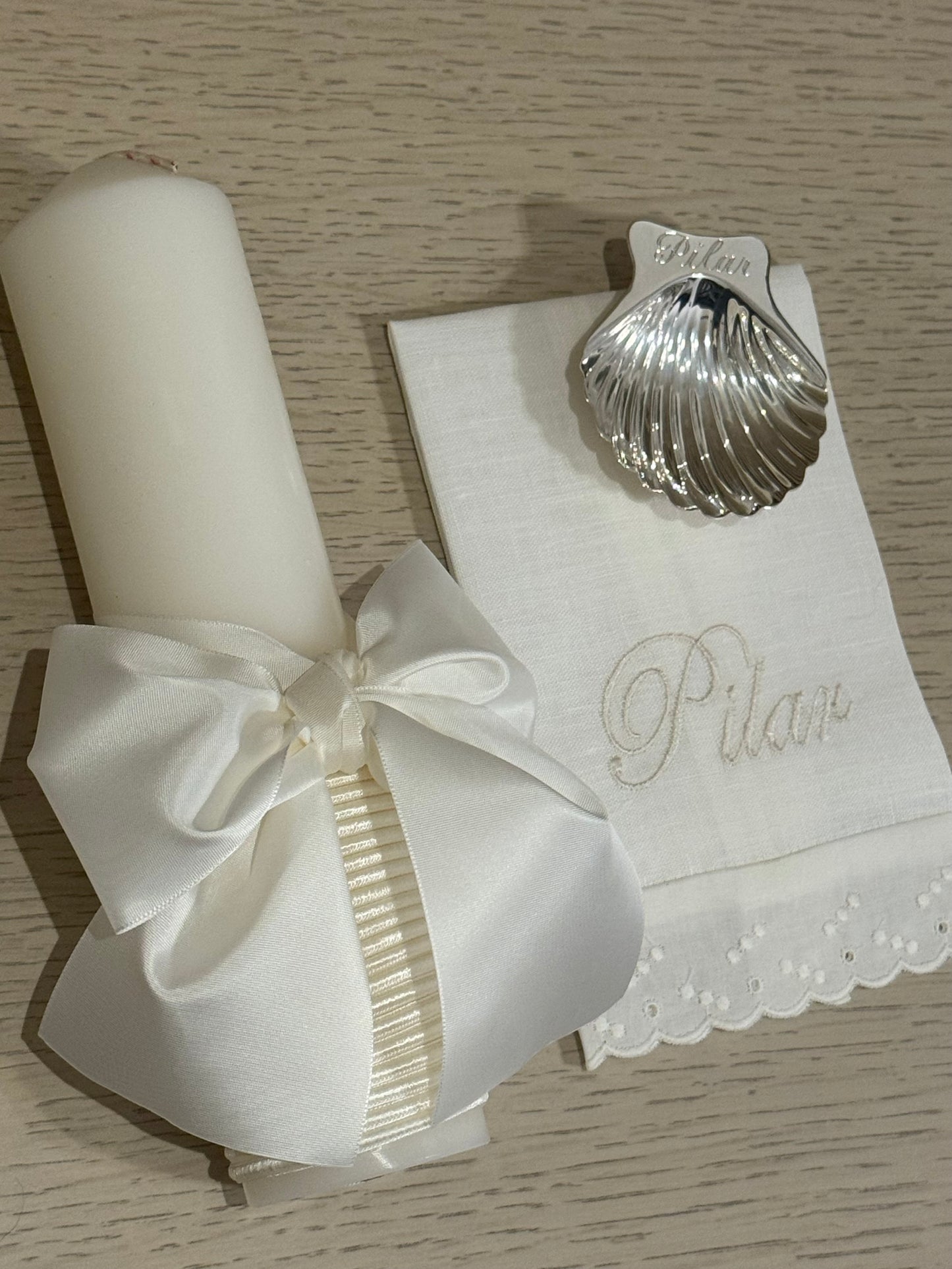 Kit de Bautizo Moño Color Marfil - Personalizado