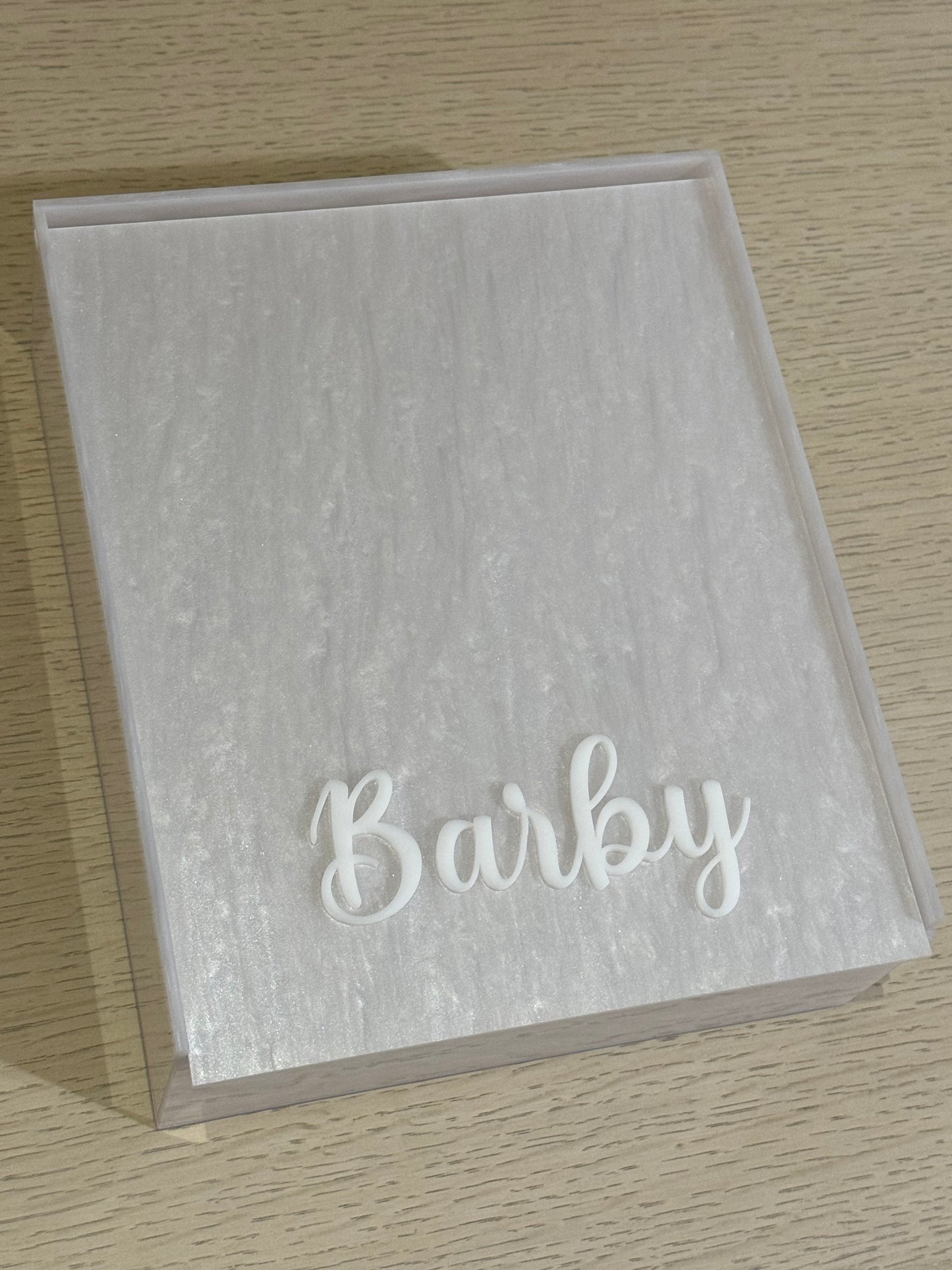 Caja para Set de Bautizo o Primera Comunión/ Blanca Nacarada - Personalizada