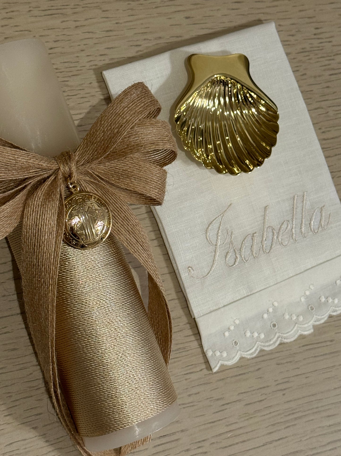 Set de Bautizo con Medalla de San Benito - Personalizado