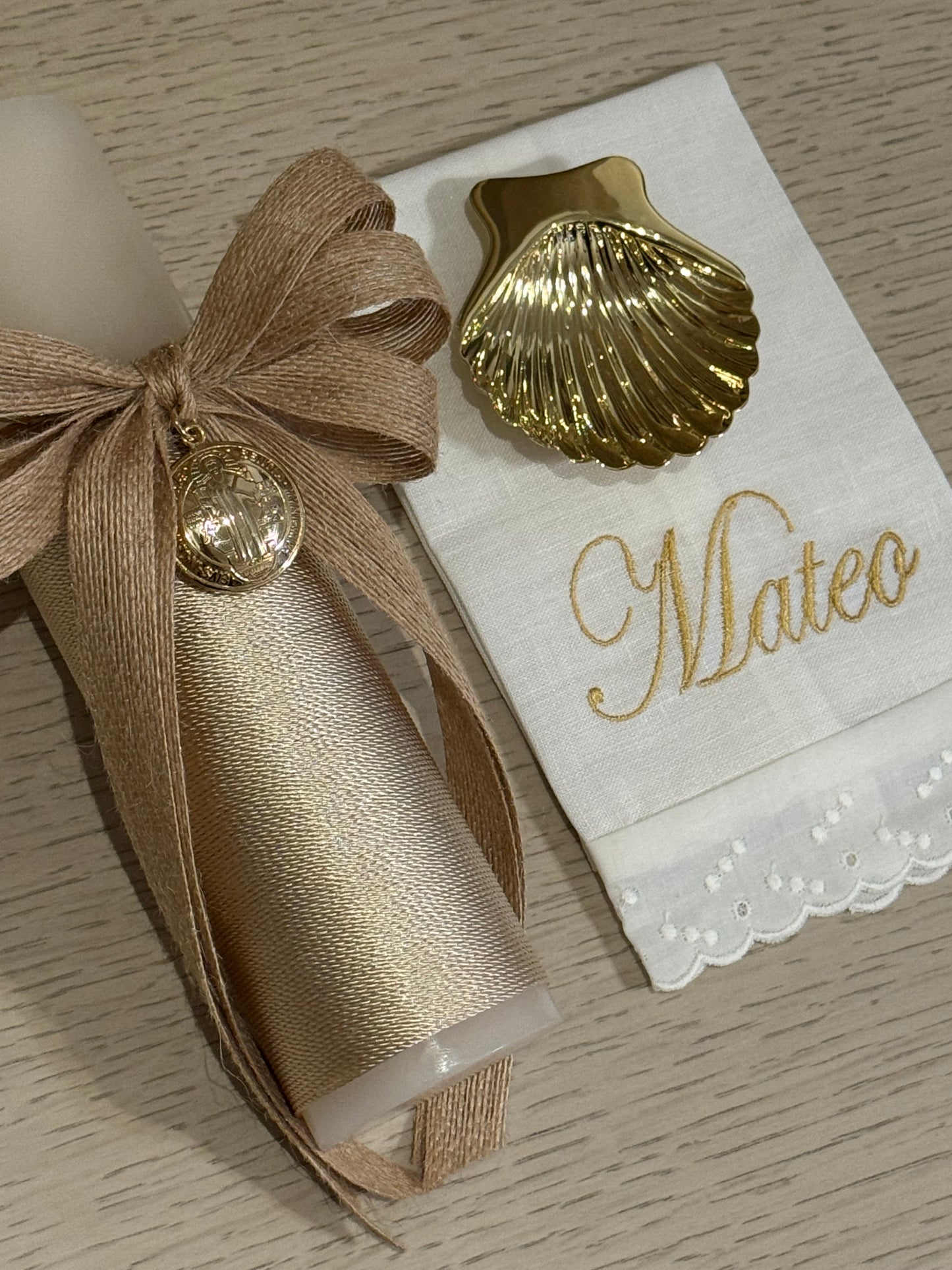 Set de Bautizo con Medalla de San Benito - Personalizado
