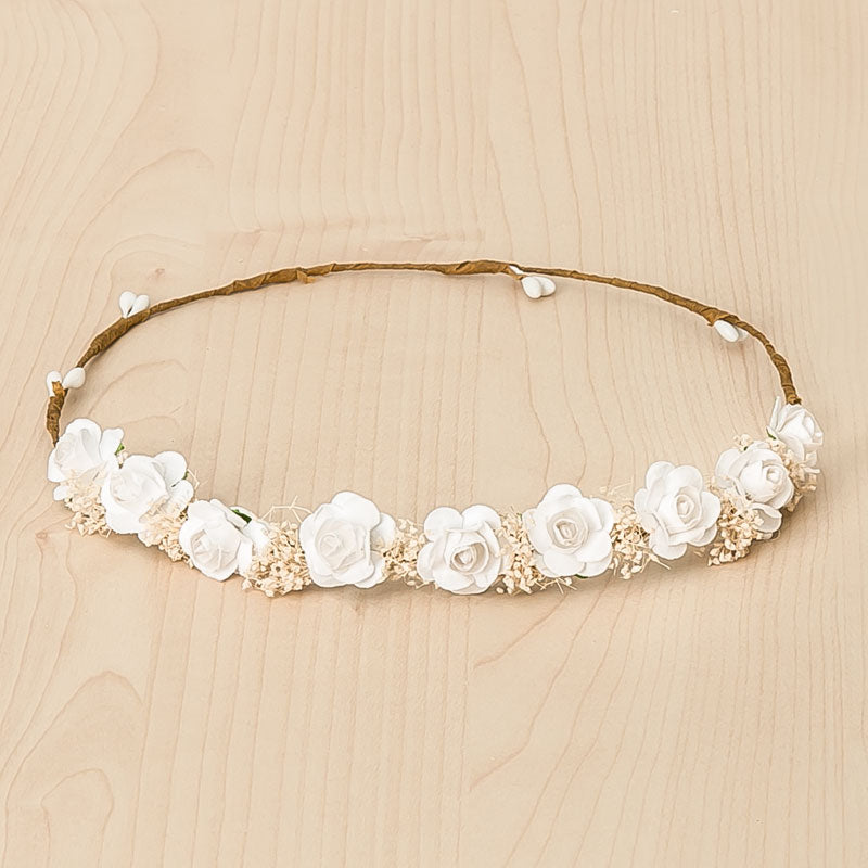 Corona flores pequeñas Olivia - Blanca