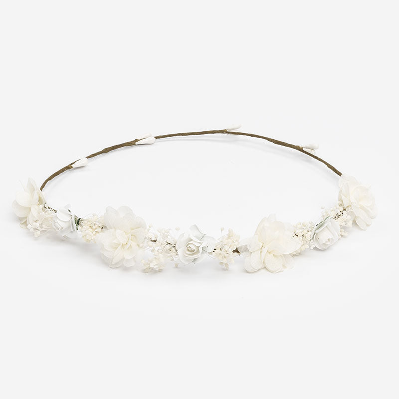 Corona flores Lucía - Blanca