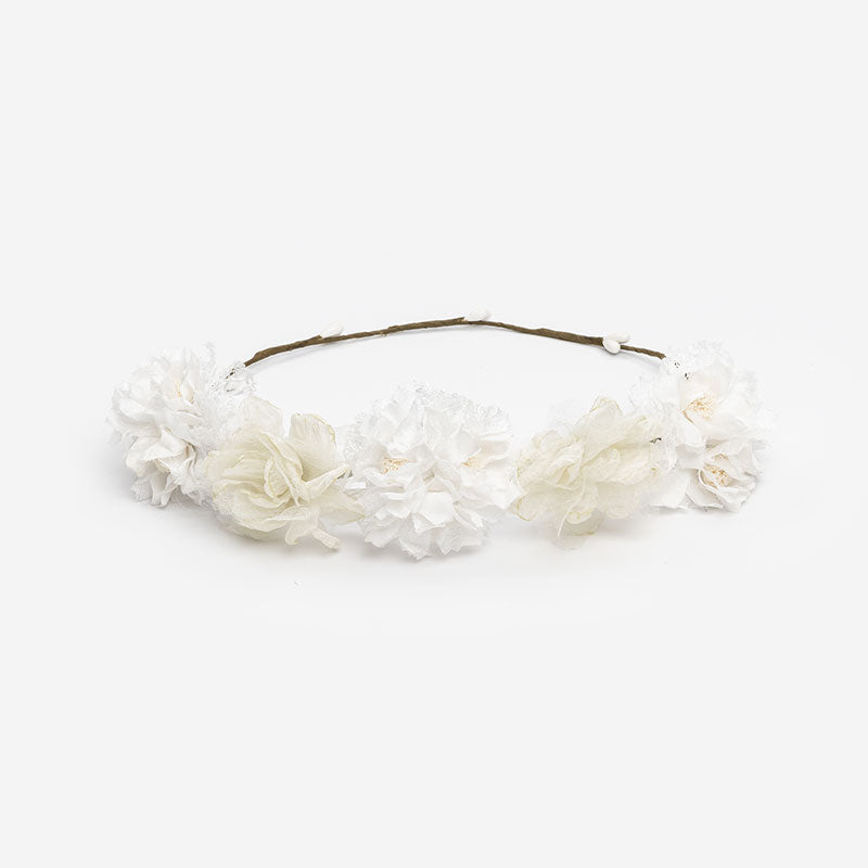 Corona flores Olivia - Blanca