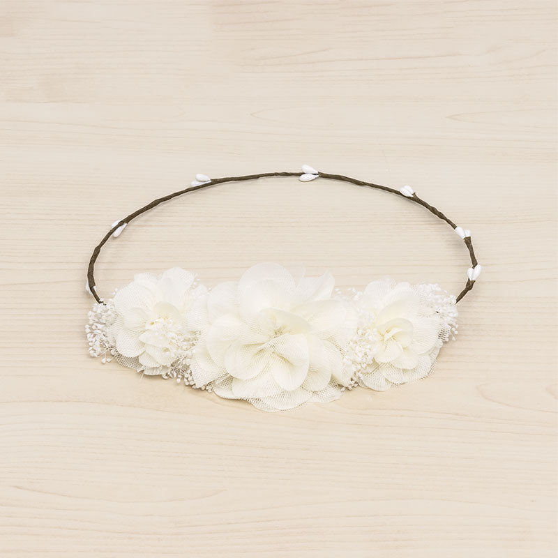 Corona gran tocado floral Hortensia - Blanca