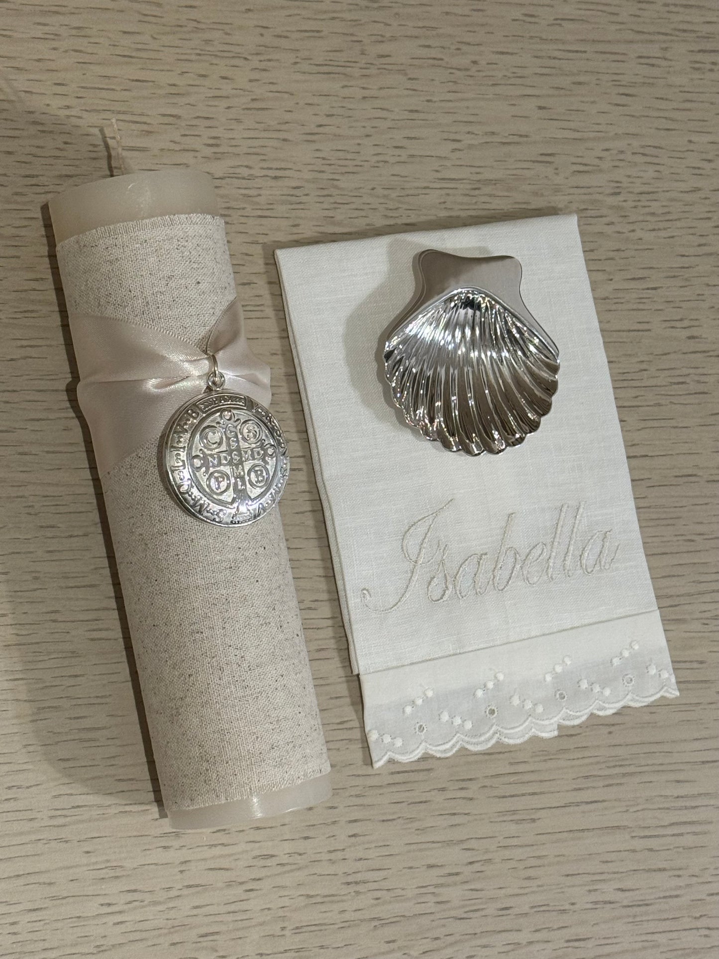 Set de Bautizo con Medalla de San Benito - Personalizado
