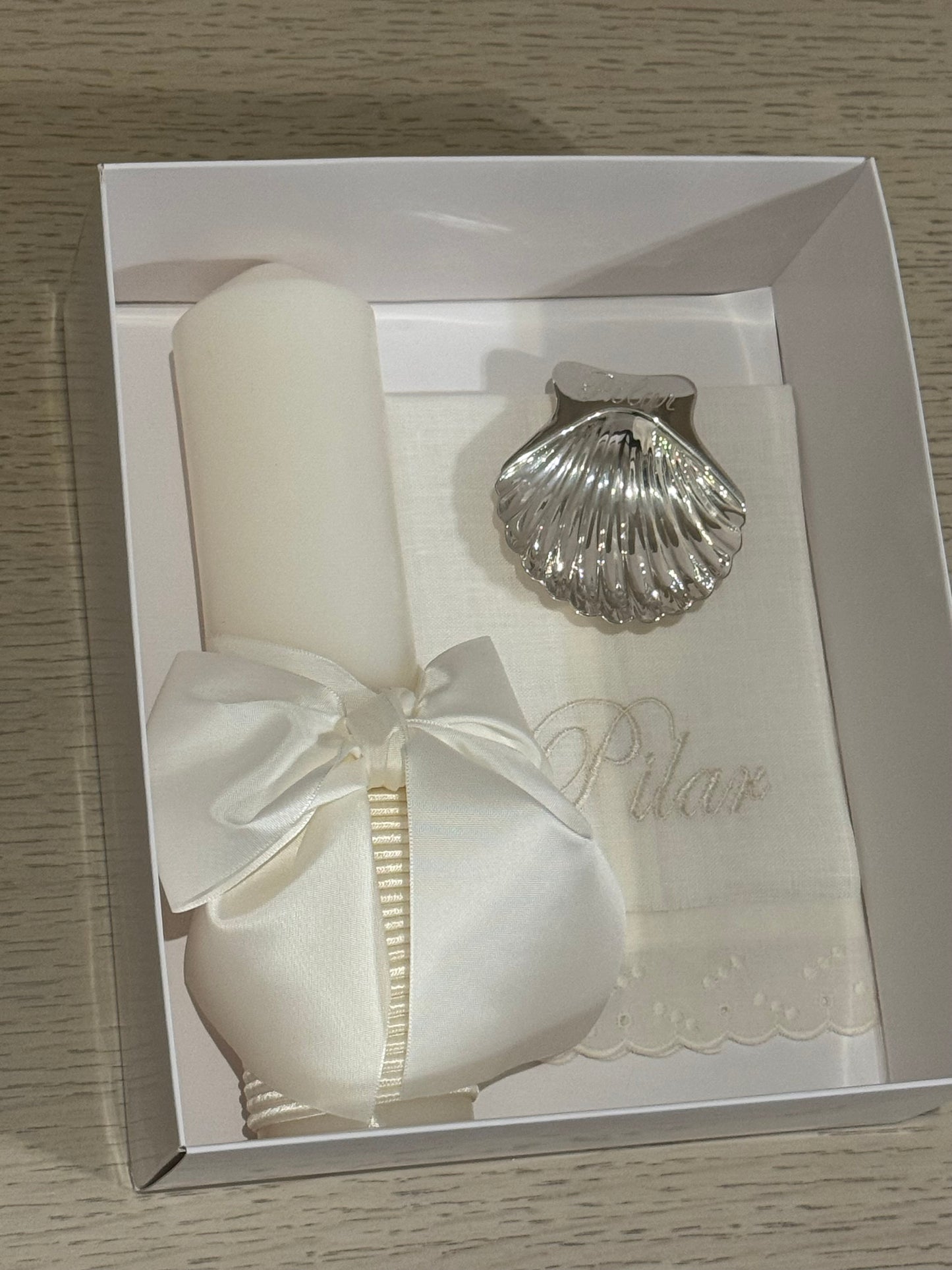 Kit de Bautizo Moño Color Marfil - Personalizado