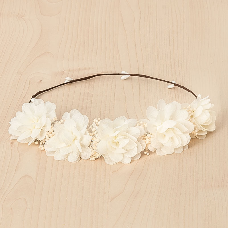 Corona flores Milena - Hueso