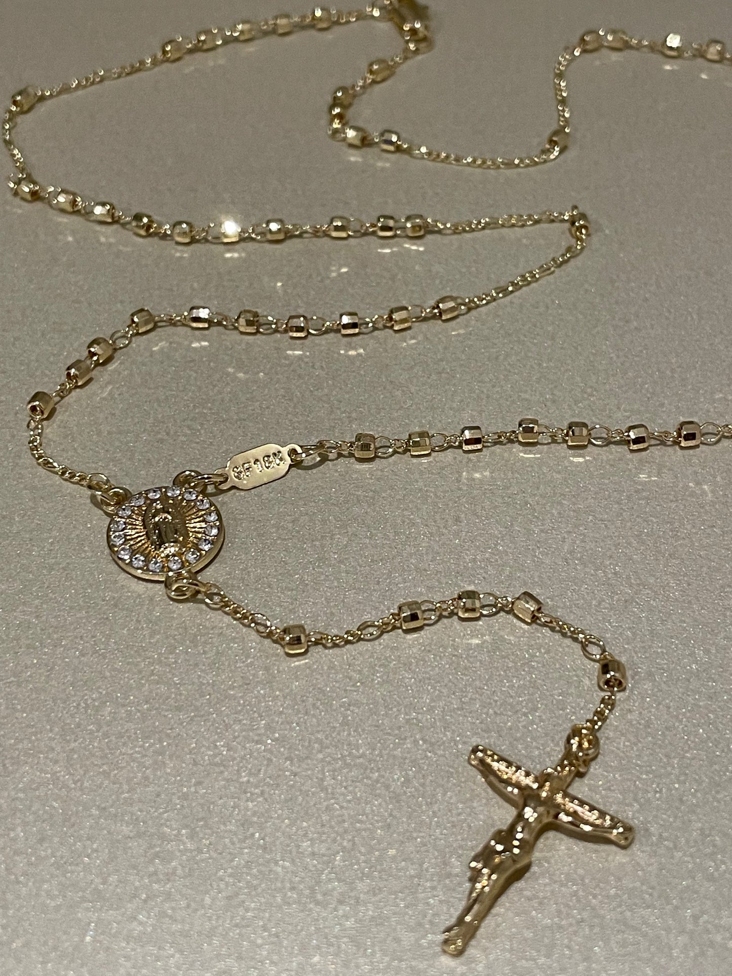 Rosario de Virgen de Guadalupe Oro Laminado