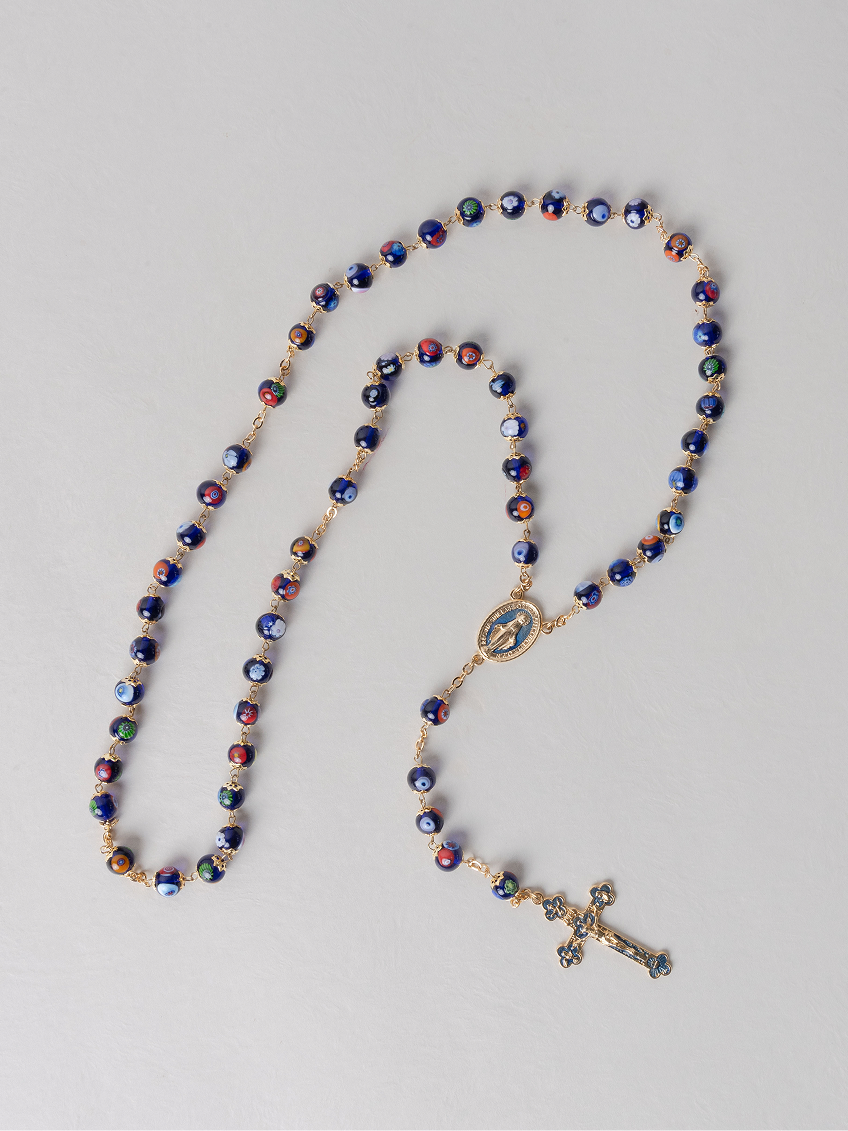 Rosario Italiano Cristal de Murano Azul