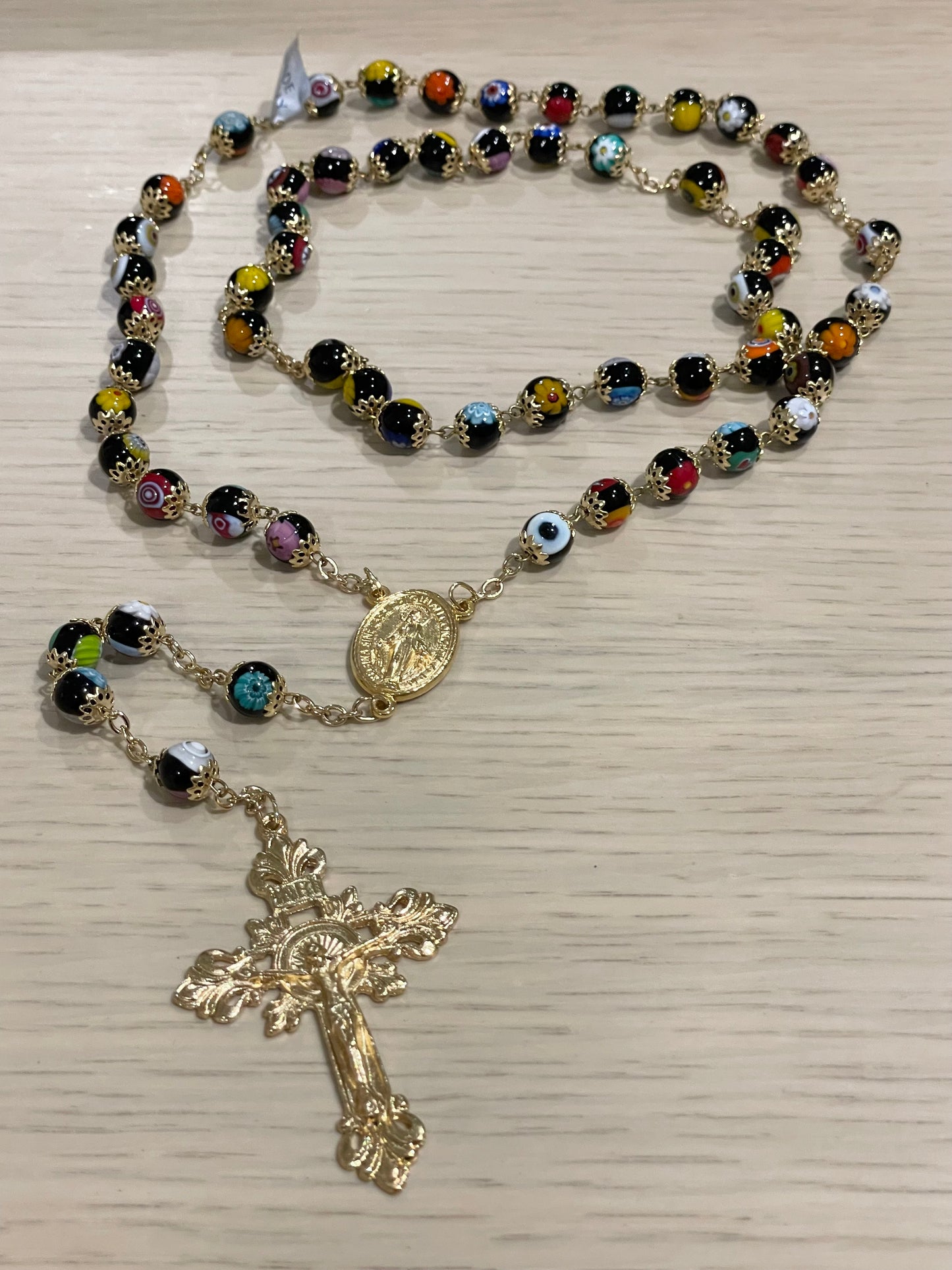 Rosario Italiano Cristal de Murano Negro