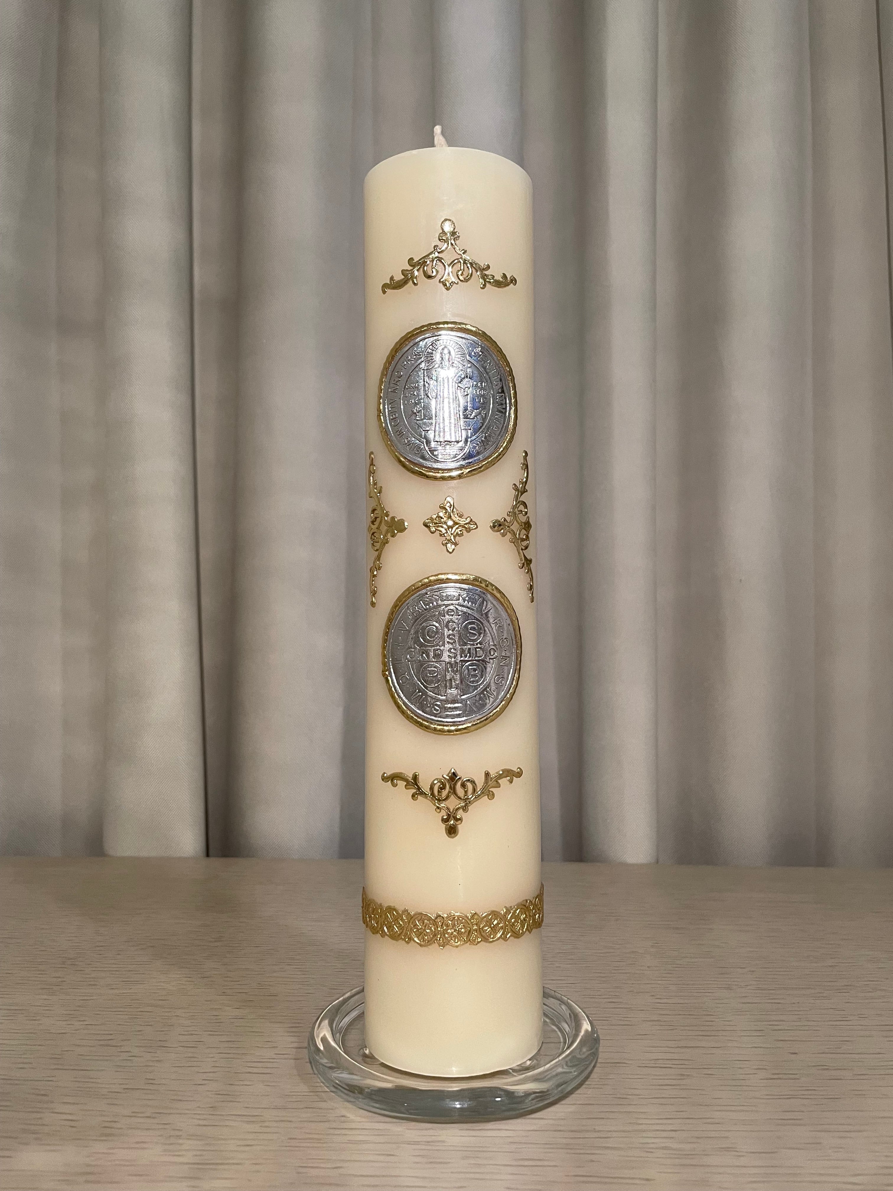 Cirio de San Benito Medalla Doble 6.3 x 30 cm – luzdivinamx