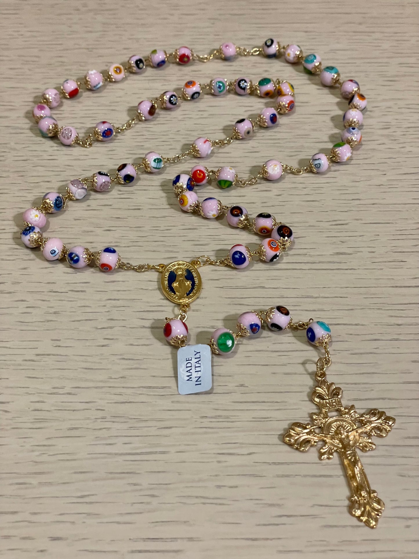 Rosario Italiano Cristal de Murano Rosa