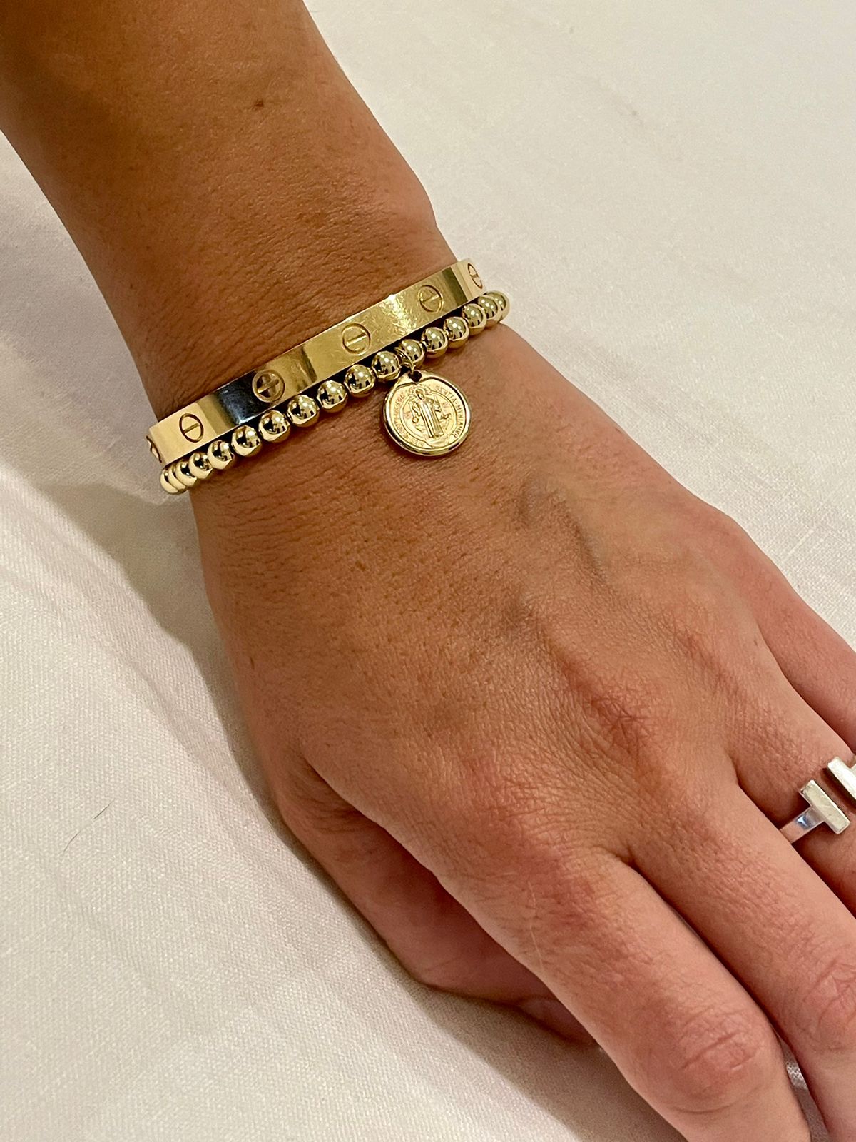 Pulsera Bolitas San Benito de Chapa de Oro