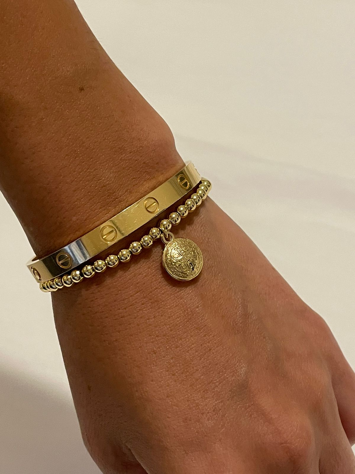 Pulsera Bolitas San Benito de Chapa de Oro