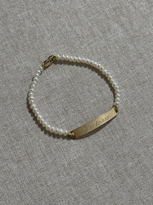 Esclava Perlas y Barra Oro 14K