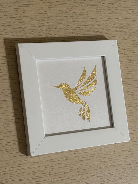 Cuadro Colibrí Hoja de Oro