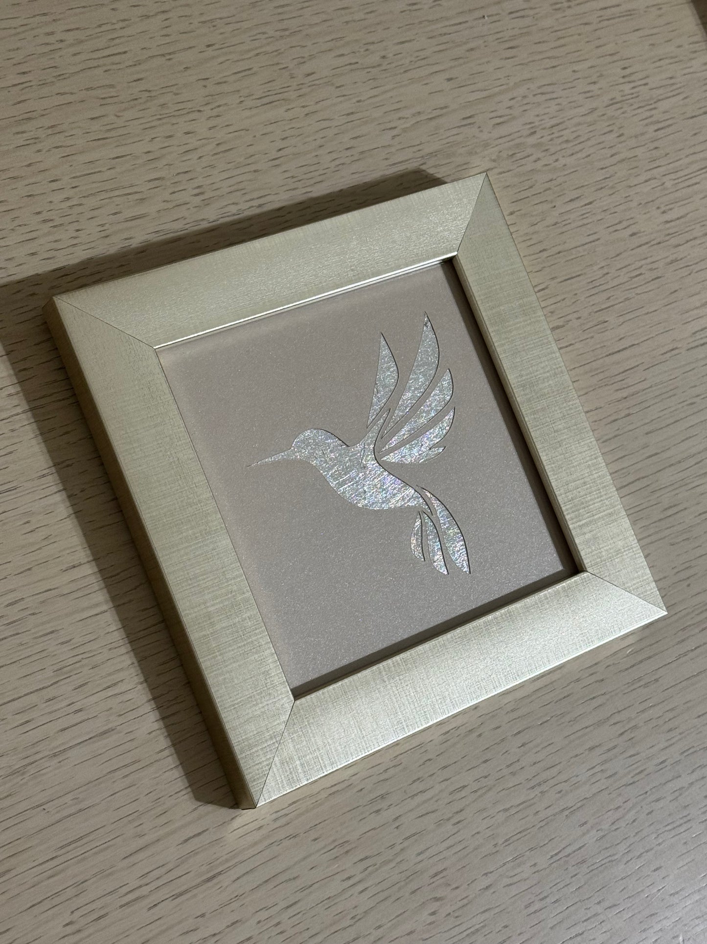 Cuadro Colibrí Hoja de Plata
