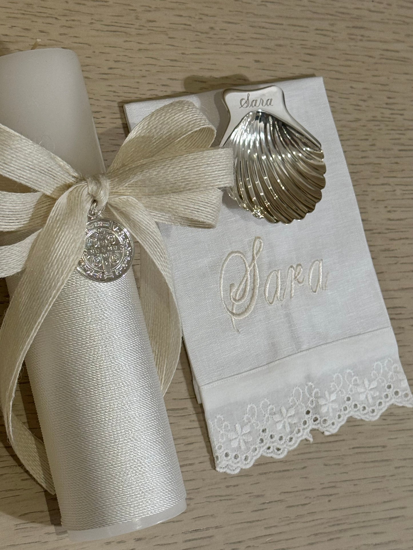 Set de Bautizo con Medalla de San Benito - Personalizado