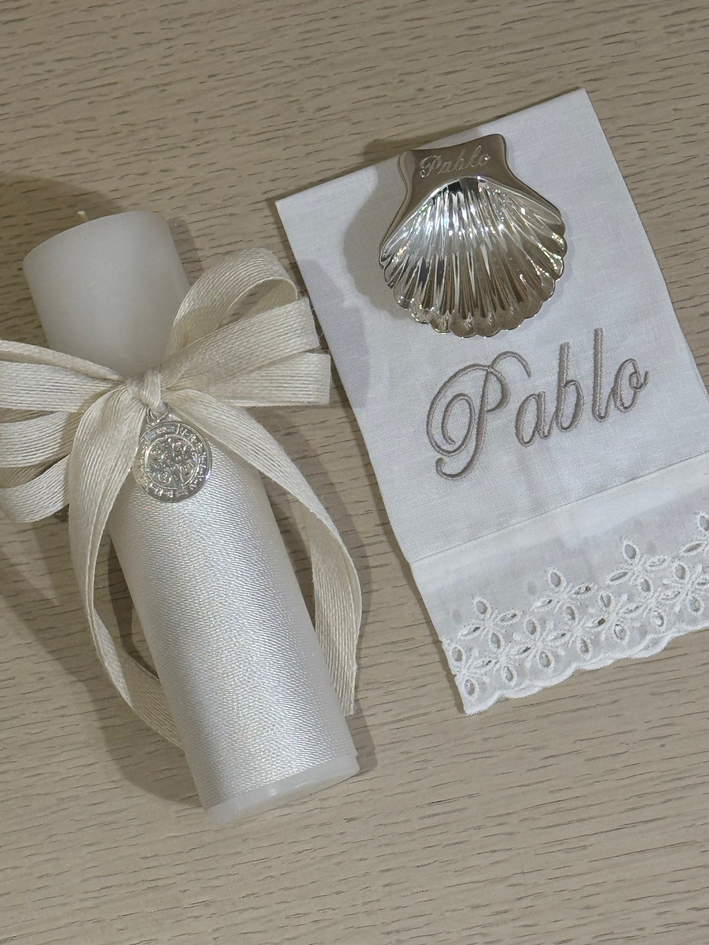 Set de Bautizo con Medalla de San Benito - Personalizado