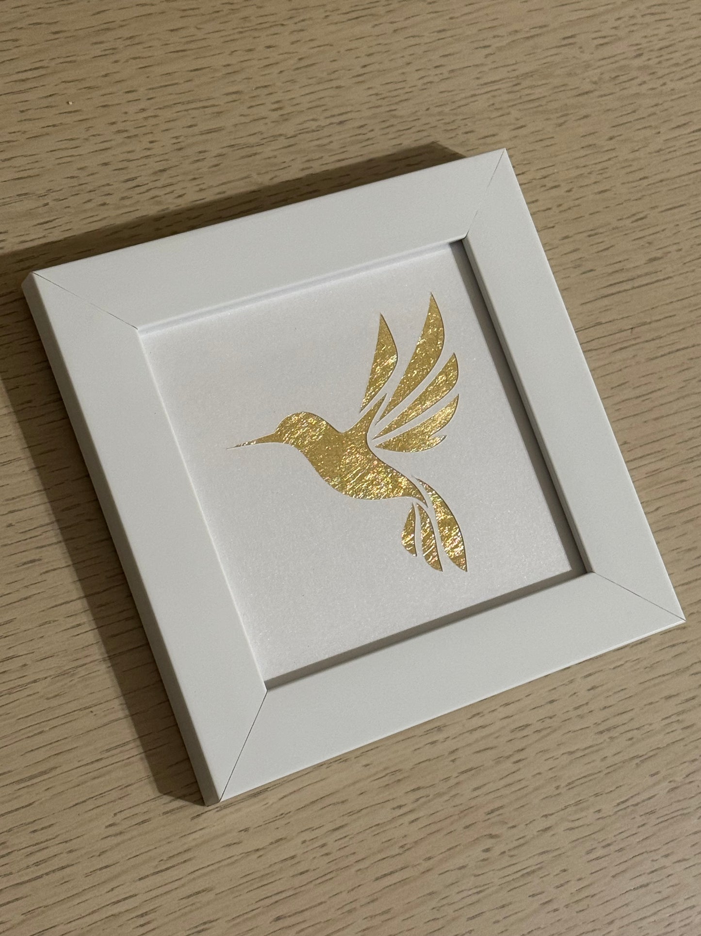 Cuadro Colibrí Hoja de Oro