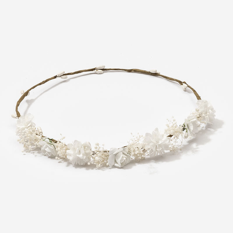 Corona flores pequeñas Carlota - Blanca
