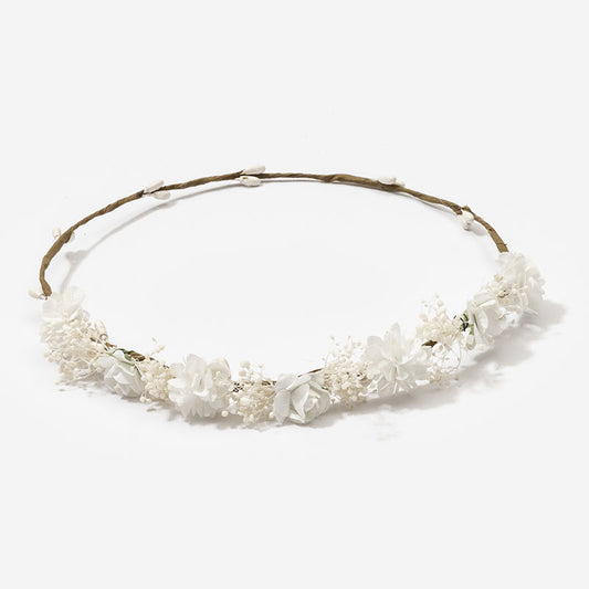 Corona flores pequeñas Carlota - Blanca