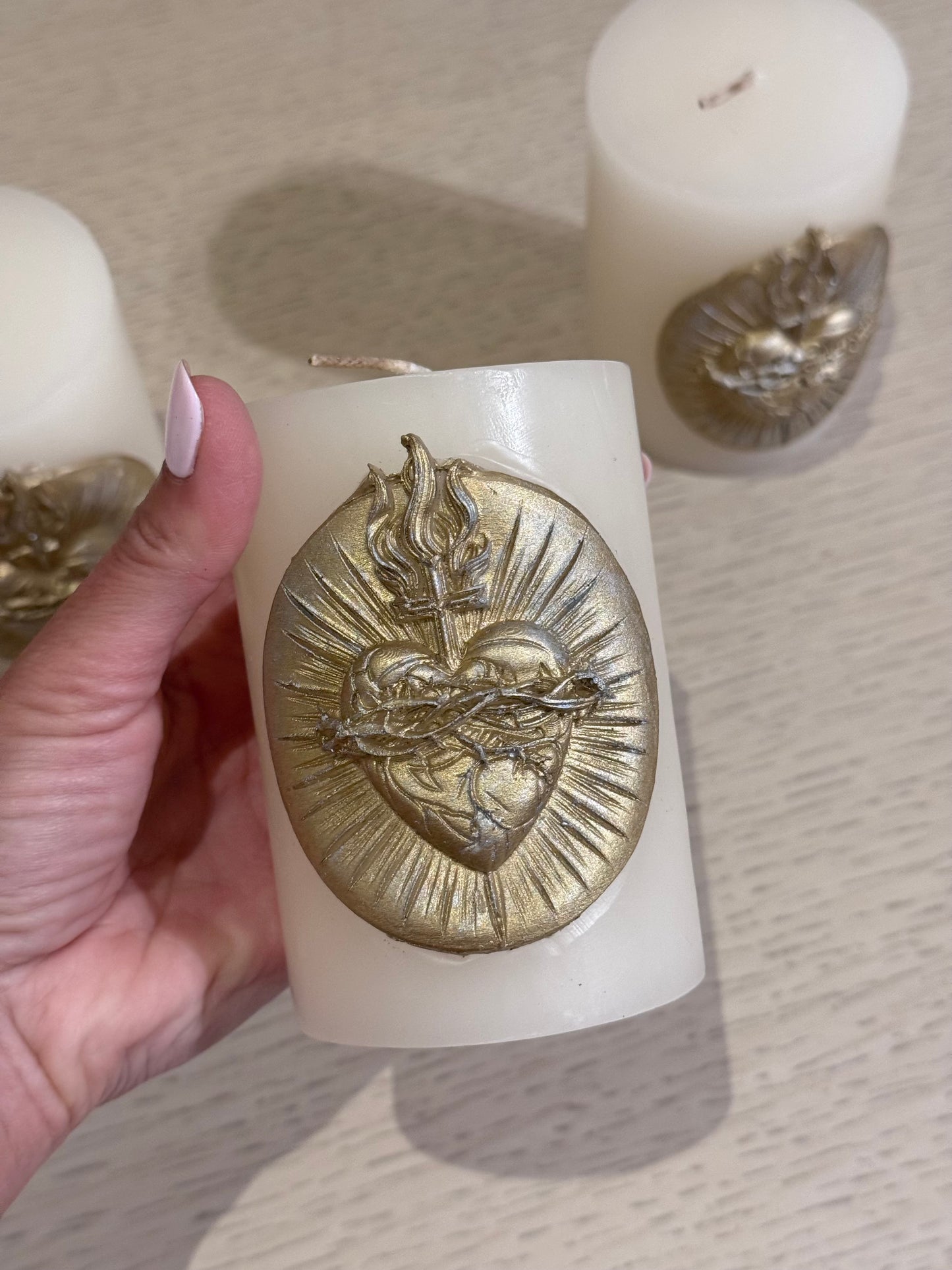 Mini Cirio de Sagrado Corazón 7 x 10 cm / Paquete de 10 piezas