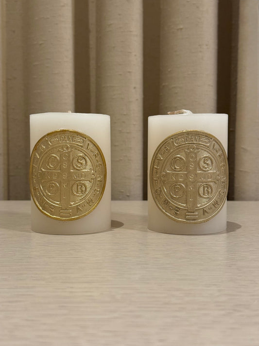 Mini Cirio de Medalla de San Benito 7 x 10 cm / Paquete de 10 piezas