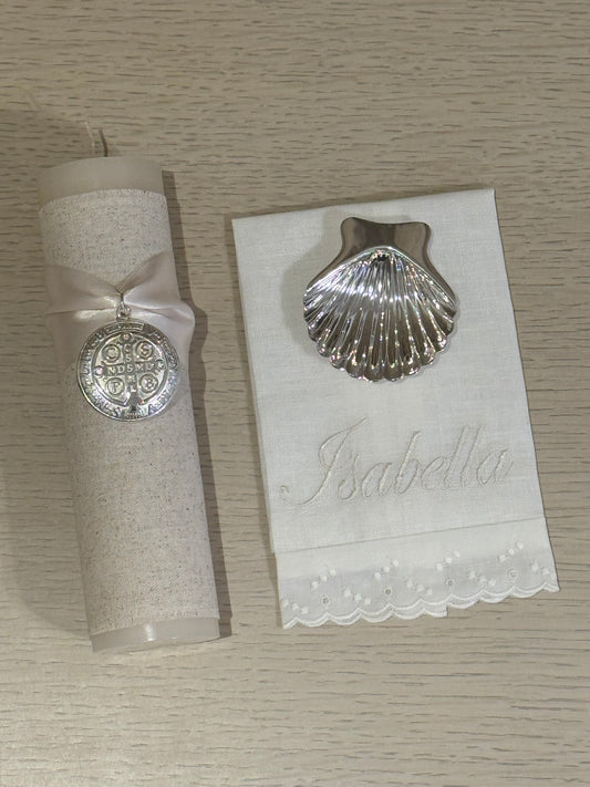 Set de Bautizo con Medalla de San Benito - Personalizado
