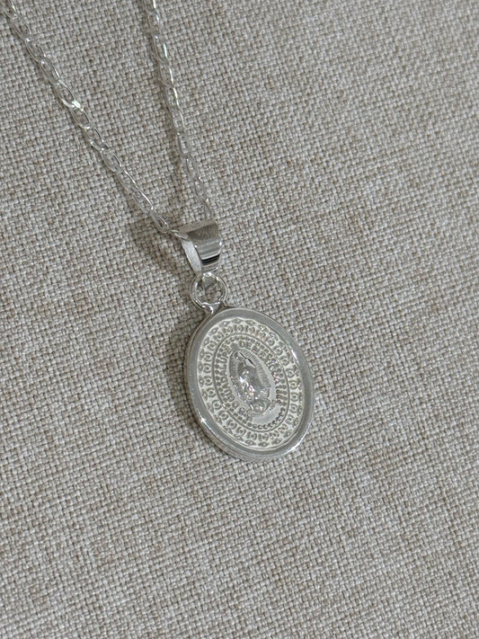 Medalla de Virgen de Guadalupe Plata y Cadena de Plata