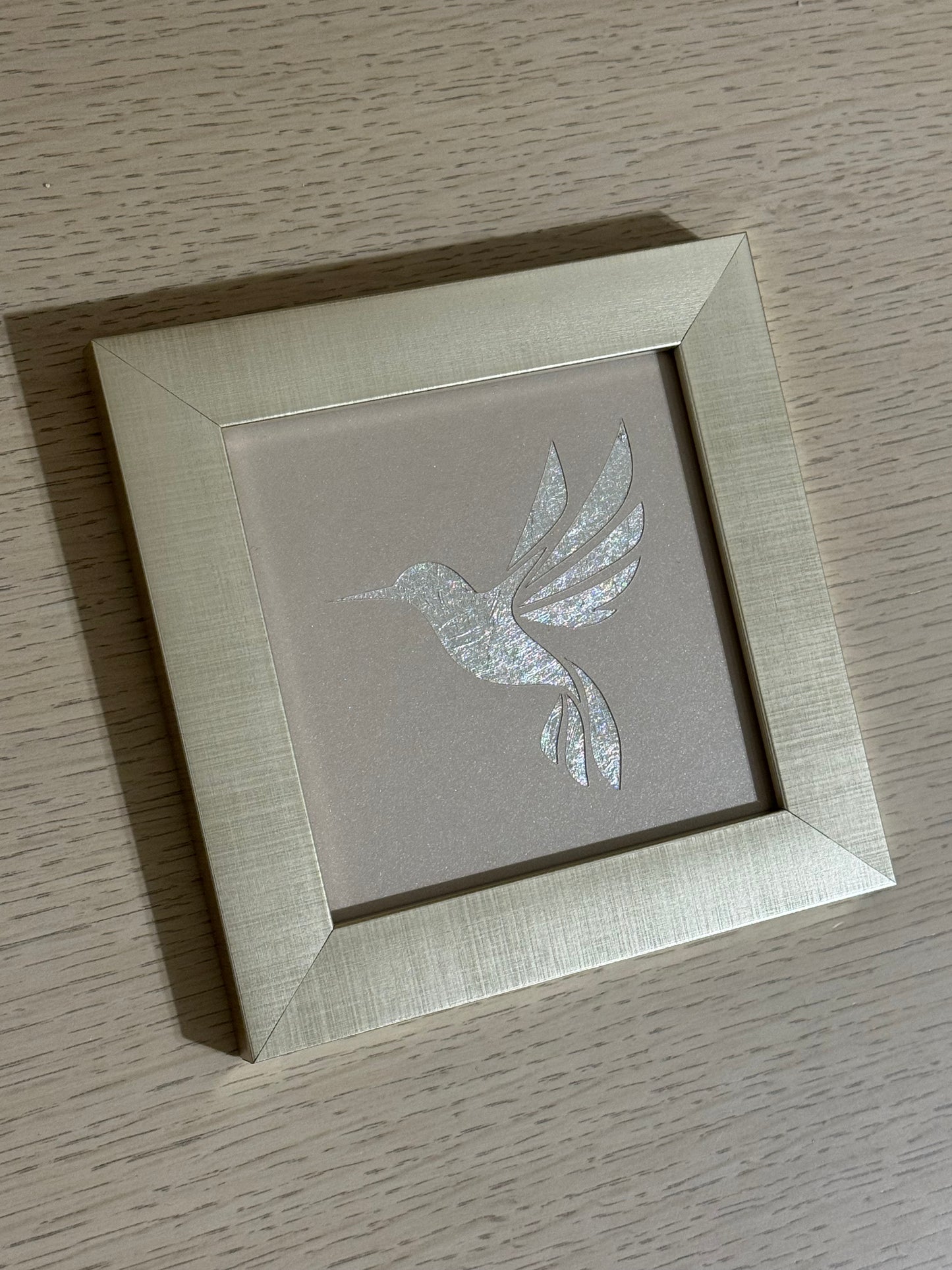 Cuadro Colibrí Hoja de Plata