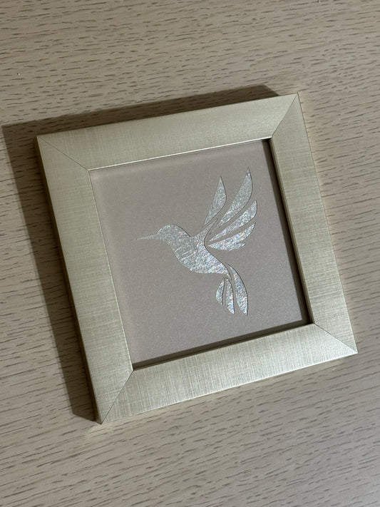 Cuadro Colibrí Hoja de Plata