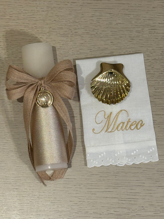 Set de Bautizo con Medalla de San Benito - Personalizado