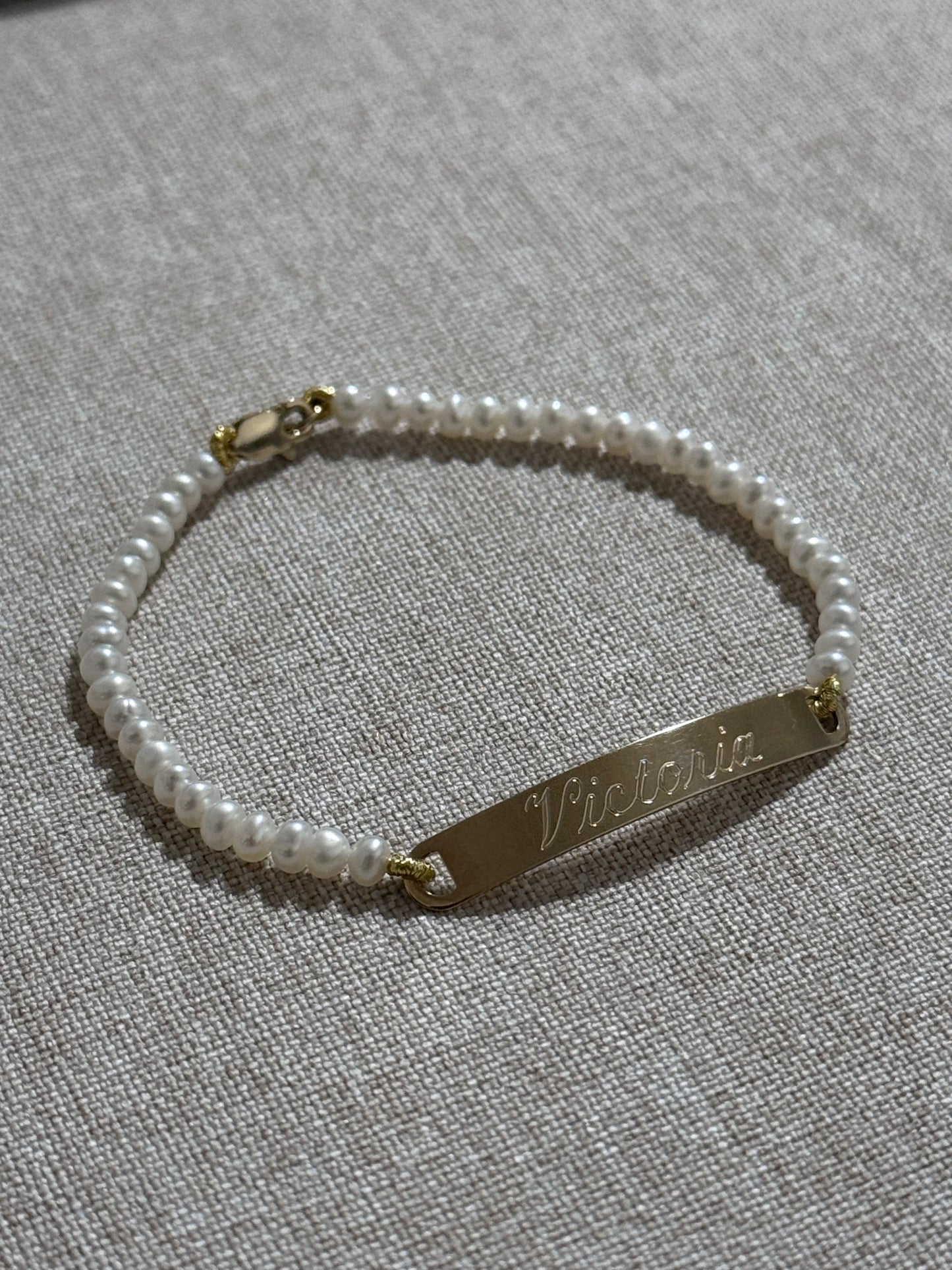 Esclava Perlas y Barra Oro 14K