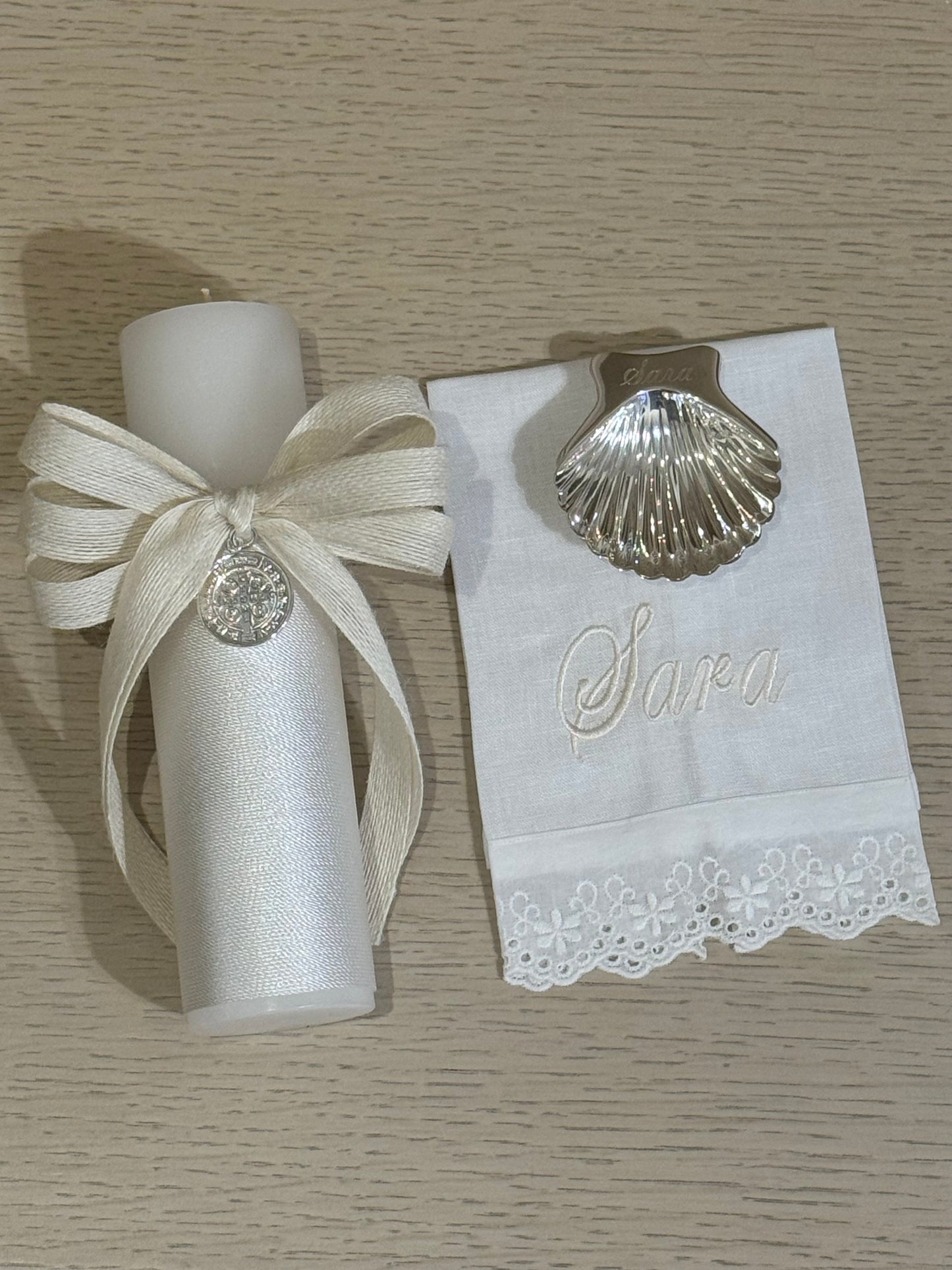 Set de Bautizo con Medalla de San Benito - Personalizado