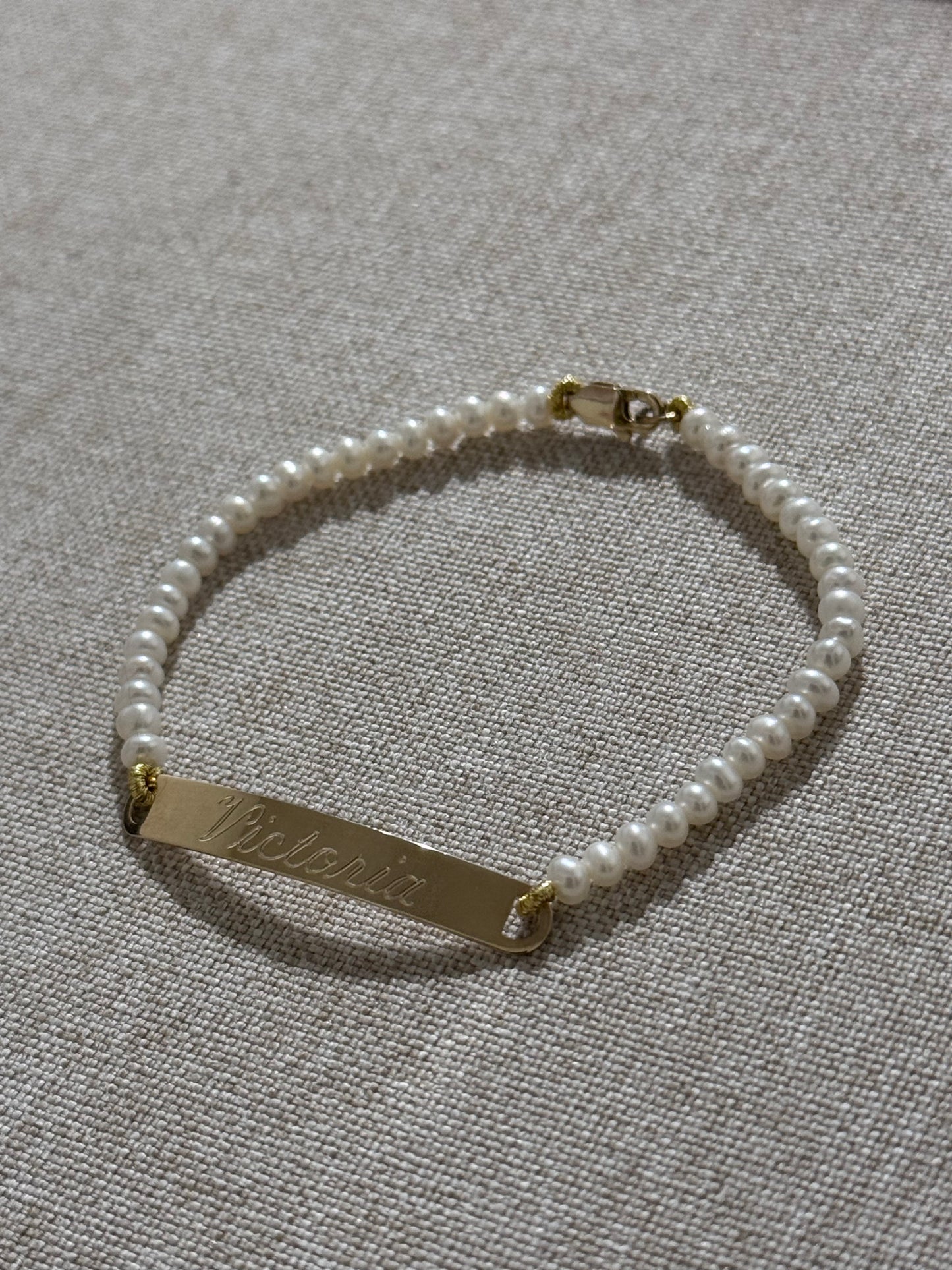 Esclava Perlas y Barra Oro 14K