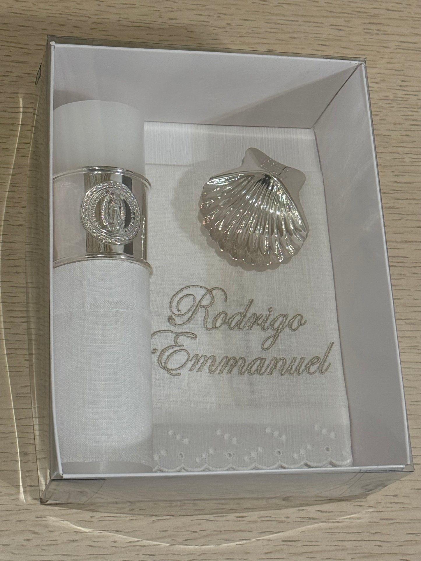 Kit de Bautizo con Anillo de la Virgen de Guadalupe - Personalizado