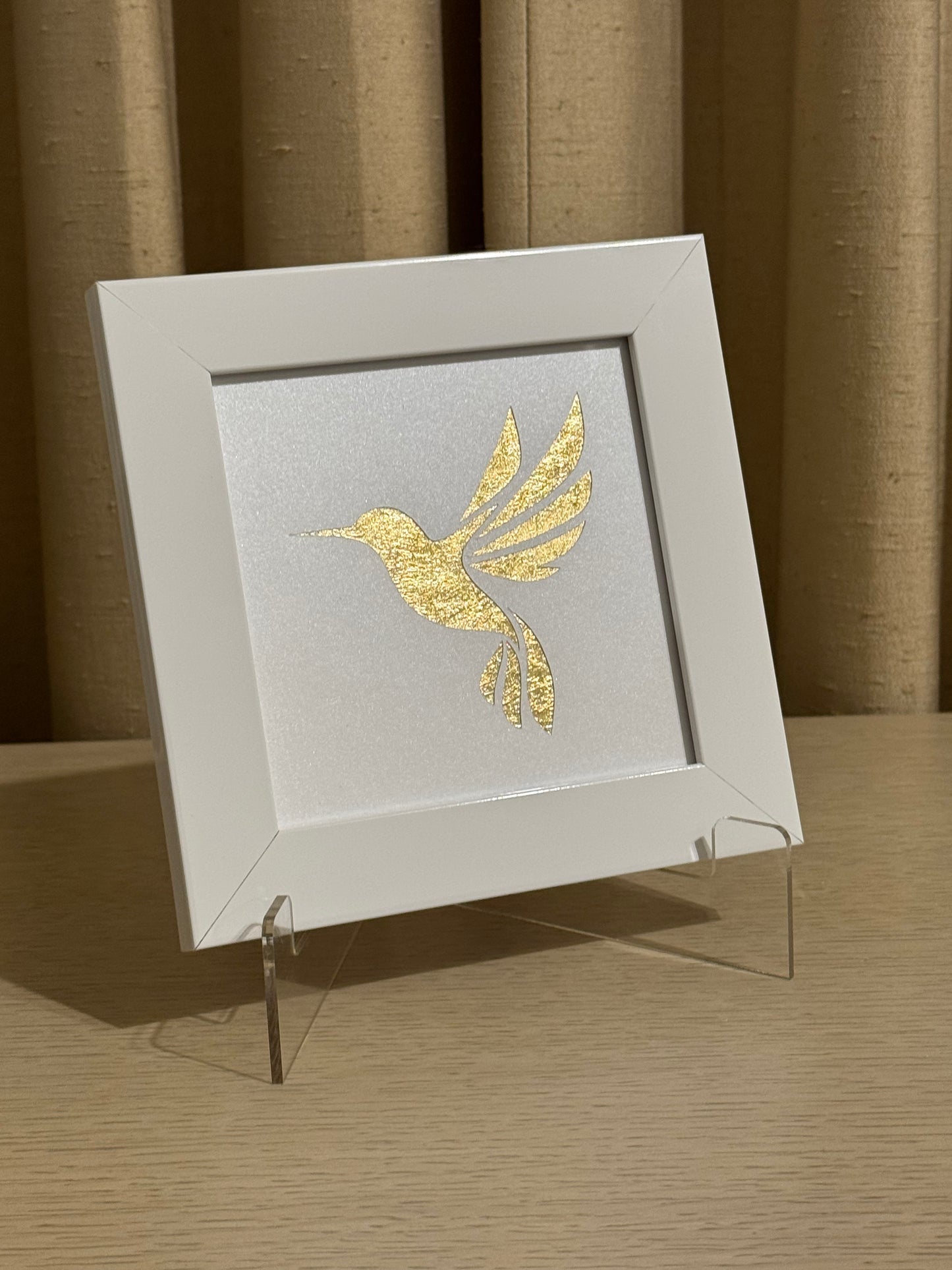 Cuadro Colibrí Hoja de Oro