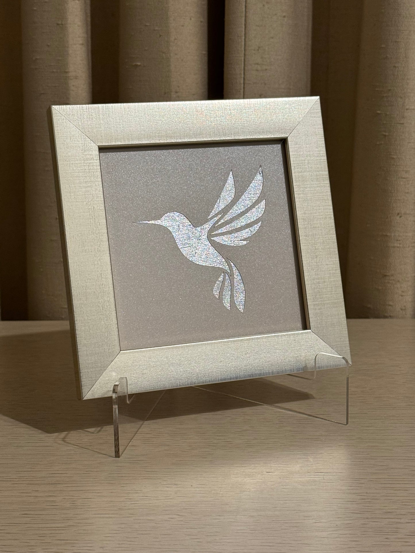 Cuadro Colibrí Hoja de Plata