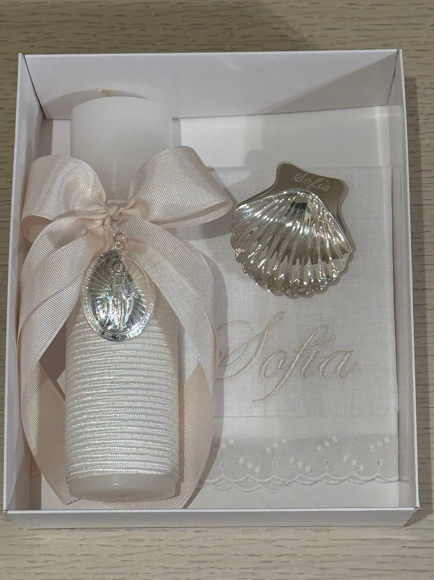 Set de Bautizo con Medalla de la Virgen Milagrosa - Personalizado