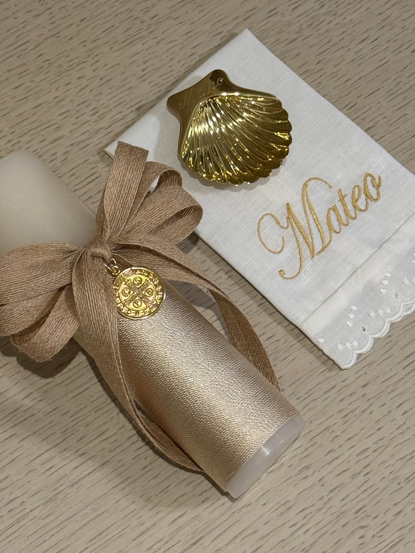 Set de Bautizo con Medalla de San Benito - Personalizado