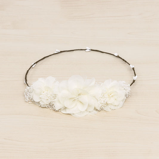 Corona gran tocado floral Hortensia - Blanca
