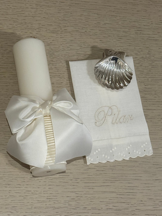 Kit de Bautizo Moño Color Marfil - Personalizado